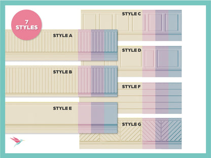 1:12 & 1:6 Miniature Printable Dollhouse Miniature Molding, Pastel Colors